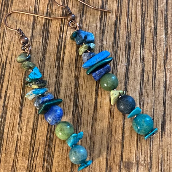 Genuine Turquoise Gemstone Earrings - Picture 3 of 5